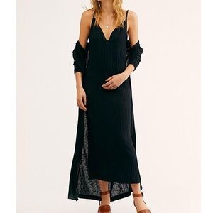 Free People Beach - Clementine Set (Midi Dress and Cardi Set) XS Black